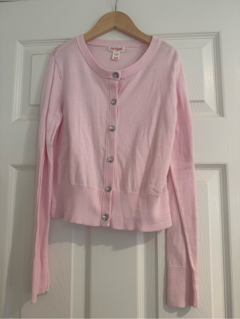 Cat & Jack Pink Gem-Button Cardigan